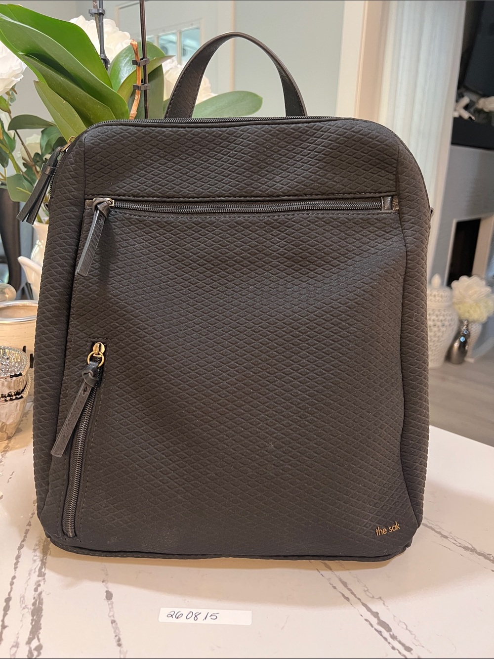 The Sak Olvera City Black Textured Quilted Backpack